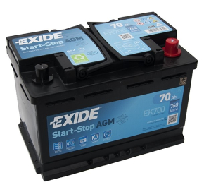 Exide 70 Ah 760 A EK700 AGM Akumuliatoriai