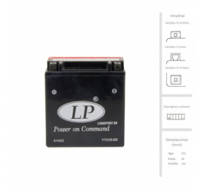 Landport 14 Ah YTX16-BS 12v Motociklams