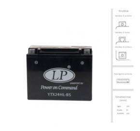 Landport 24 Ah YTX24HL-BS 12v Motociklams