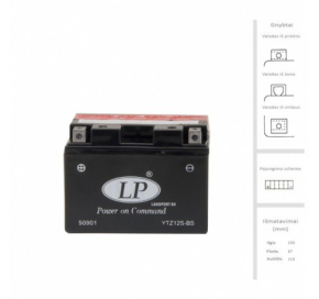 Landport 11 Ah YTZ12S-BS 12v AGM Motociklams