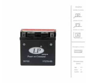 Landport 6 Ah YTZ7S-BS 12v AGM Motociklams